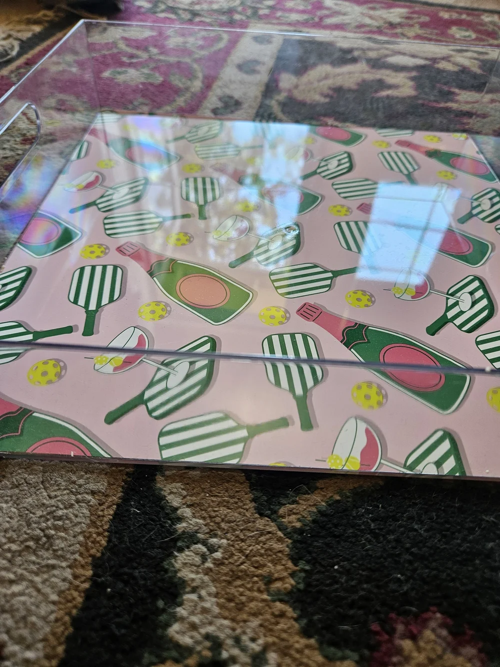 Hand-Painted Tropical Leaf Serving Tray - And Summer Tray With Handles